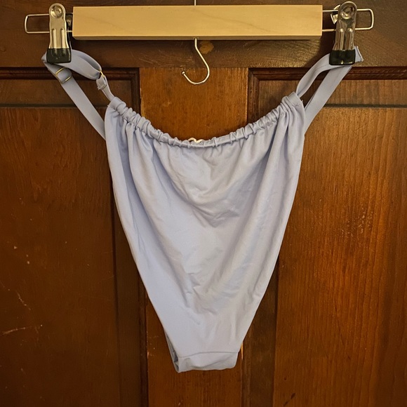 WeWoreWhat Ruched String Bikini Bottoms Powder Blue - Picture 2 of 5